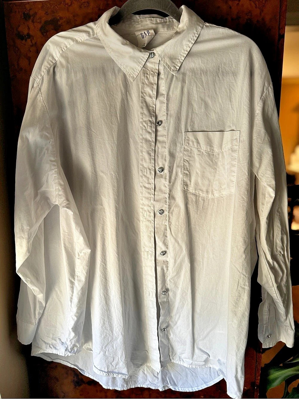 Gap Rhinestone Button Big Shirt White Button Down Shirt XL
